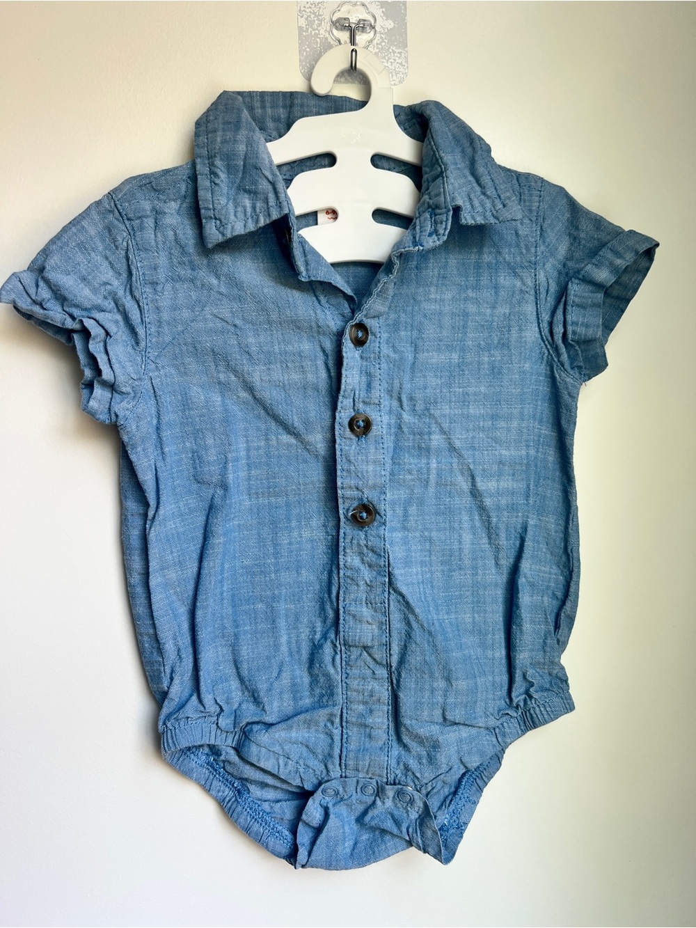 Cat & Jack Baby Chambray Button Front Collared Romper 6–9M